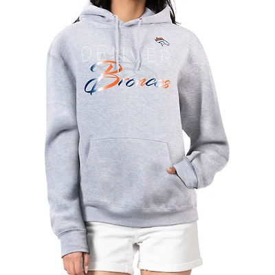 Women's G-III 4Her by Carl Banks Gray Denver Broncos Shadow Logo Fleece Pullover Hoodie