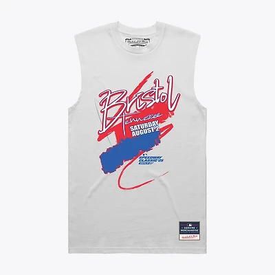 Women's Mitchell & Ness White  2025 Speedway Classic Muscle Tank Top