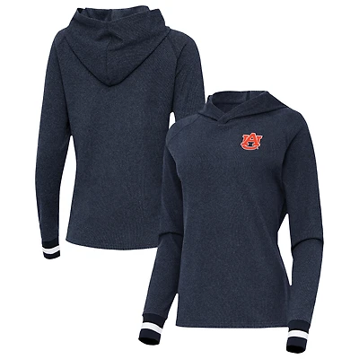 Women's Antigua Heather Navy Auburn Tigers Trek Pullover Hoodie