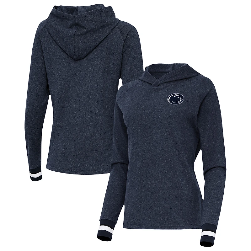Women's Antigua Heather Navy Penn State Nittany Lions Trek Pullover Hoodie