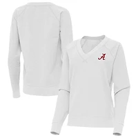 Women's Antigua Heather Gray Alabama Crimson Tide Varsity V-Neck Tri-Blend Pullover Sweatshirt