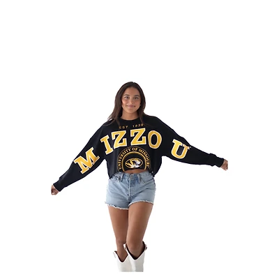 Women's Gameday Social Black Missouri Tigers Phipps Cropped Sweatshirt