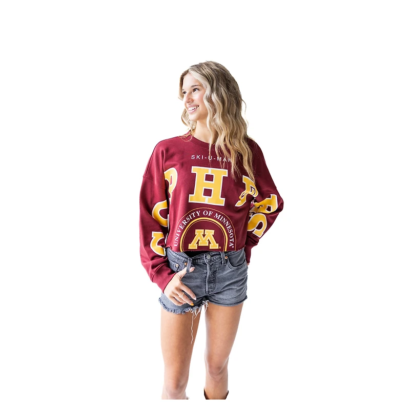Women's Gameday Social Maroon Minnesota Golden Gophers Phipps Cropped Sweatshirt
