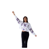 Women's Gameday Social White Washington Huskies Phipps Cropped Sweatshirt