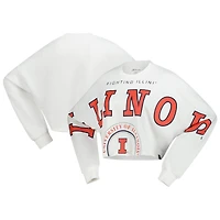 Women's Gameday Social White Illinois Fighting Illini Phipps Cropped Sweatshirt