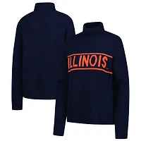 Women's Gameday Social Navy Illinois Fighting Illini Chenille Turtleneck Sweater
