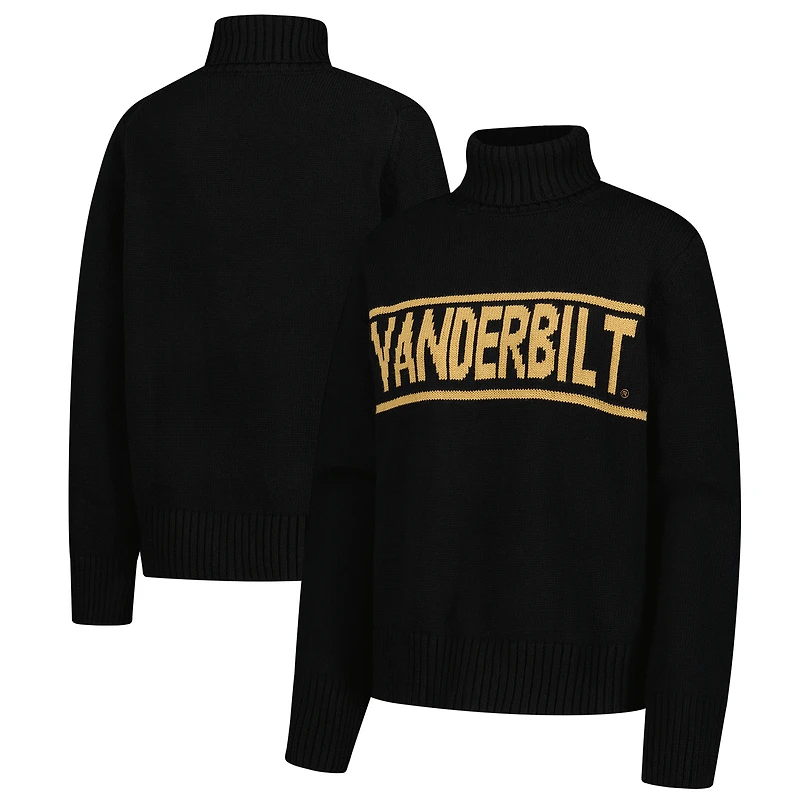 Women's Gameday Social Black Vanderbilt Commodores Chenille Turtleneck Sweater