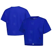 Women's Gameday Social Blue Kentucky Wildcats Allover Print Heavyweight Cropped T-Shirt