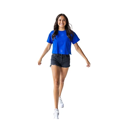 Women's Gameday Social Blue Kentucky Wildcats Allover Print Heavyweight Cropped T-Shirt