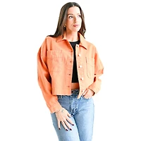 Women's Gameday Social Orange Texas Longhorns Full-Button Cropped Shacket