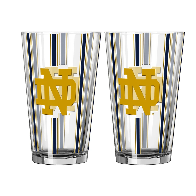 Logo Brands Notre Dame Fighting Irish Two-Piece 16oz. Striped Pint Glass Set