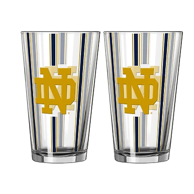 Logo Brands Notre Dame Fighting Irish Two-Piece 16oz. Striped Pint Glass Set