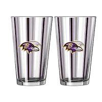 Logo Brands Baltimore Ravens Two-Piece 16oz. Striped Pint Glass Set