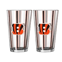 Logo Brands Cincinnati Bengals Two-Piece 16oz. Striped Pint Glass Set