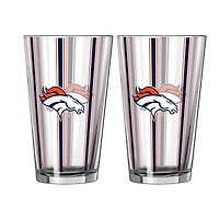 Logo Brands Denver Broncos Two-Piece 16oz. Striped Pint Glass Set