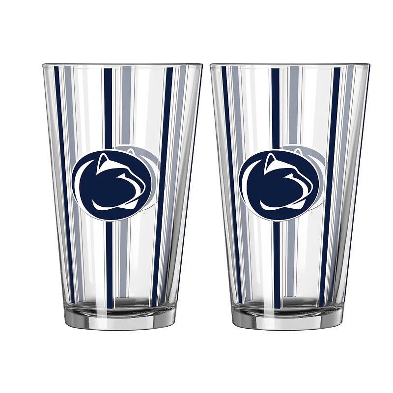 Logo Brands Penn State Nittany Lions Two-Piece 16oz. Striped Pint Glass Set