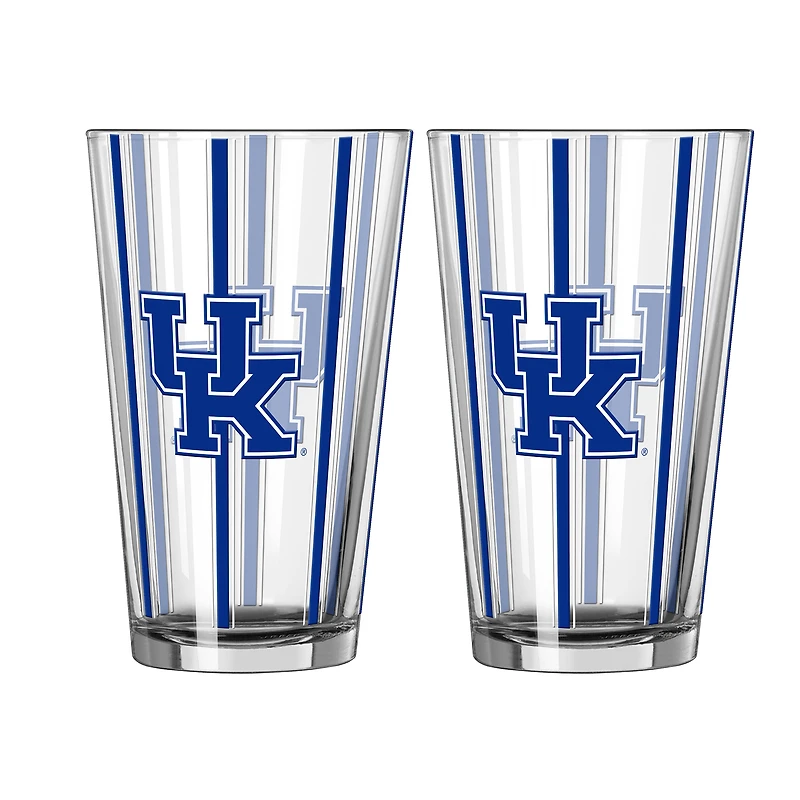 Logo Brands Kentucky Wildcats Two-Piece 16oz. Striped Pint Glass Set