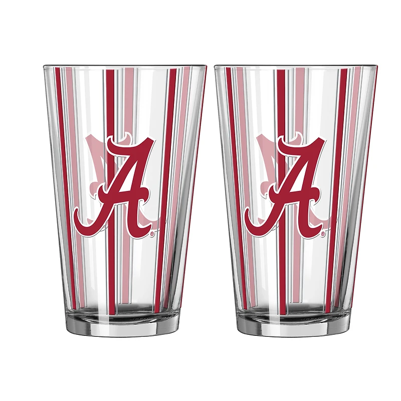 Logo Brands Alabama Crimson Tide Two-Piece 16oz. Striped Pint Glass Set
