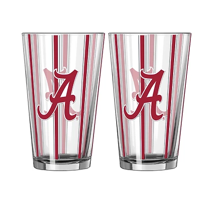 Logo Brands Alabama Crimson Tide Two-Piece 16oz. Striped Pint Glass Set