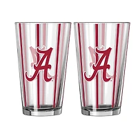 Logo Brands Alabama Crimson Tide Two-Piece 16oz. Striped Pint Glass Set