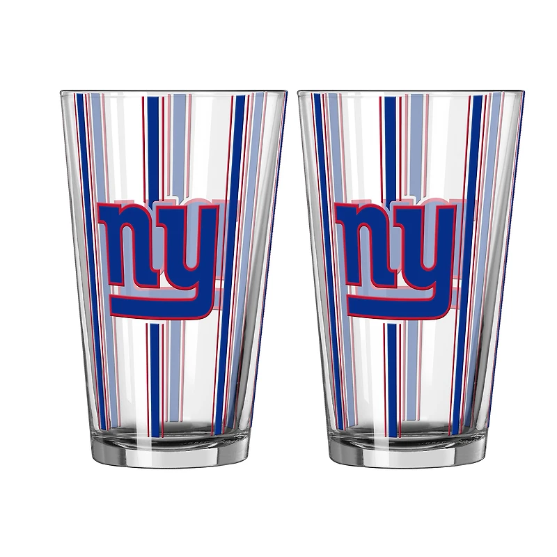 Logo Brands New York Giants Two-Piece 16oz. Striped Pint Glass Set