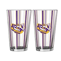 Logo Brands LSU Tigers Two-Piece 16oz. Striped Pint Glass Set