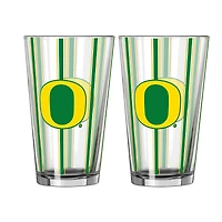 Logo Brands Oregon Ducks Two-Piece 16oz. Striped Pint Glass Set