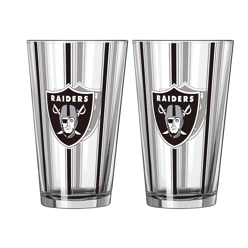 Logo Brands Las Vegas Raiders Two-Piece 16oz. Striped Pint Glass Set