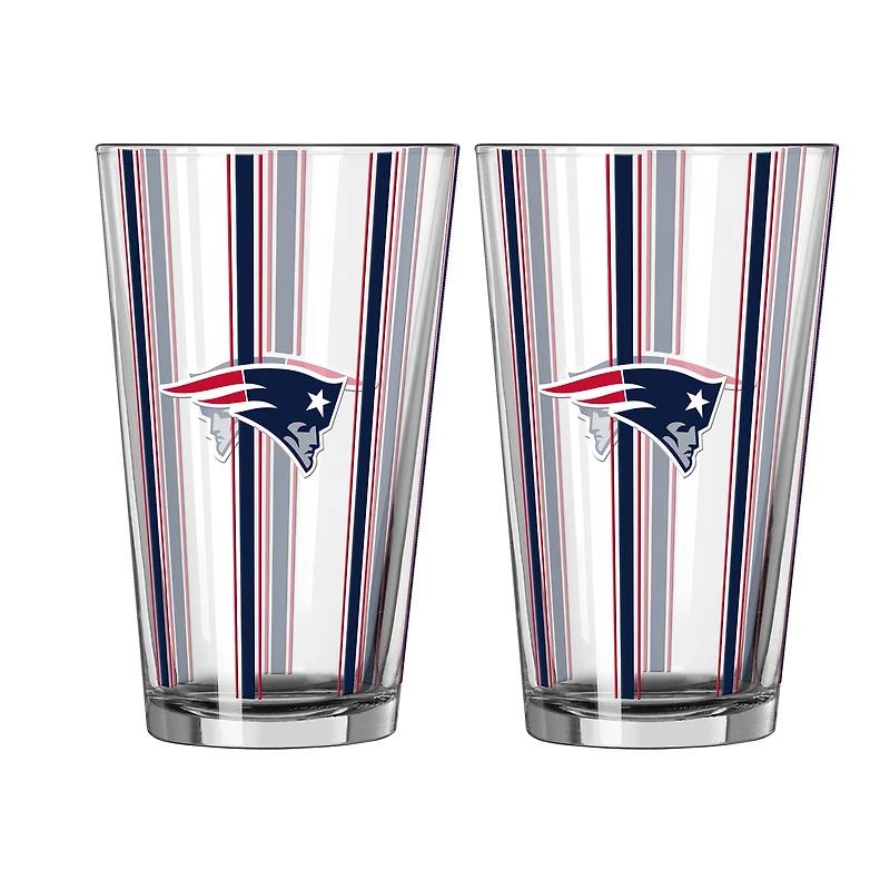 Logo Brands New England Patriots Two-Piece 16oz. Striped Pint Glass Set