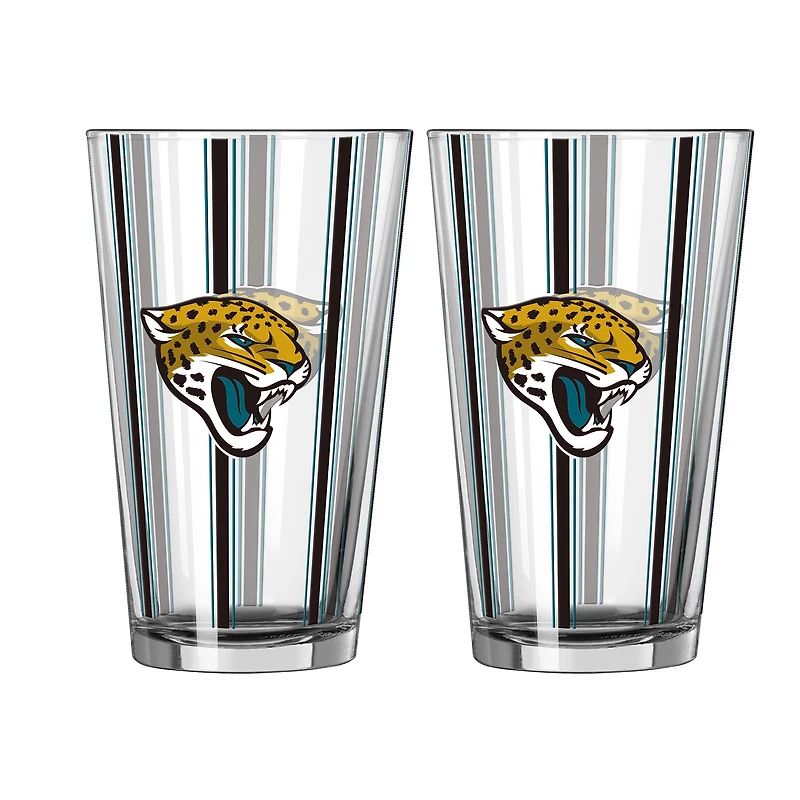 Logo Brands Jacksonville Jaguars Two-Piece 16oz. Striped Pint Glass Set