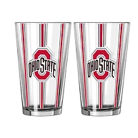 Logo Brands Ohio State Buckeyes Two-Piece 16oz. Striped Pint Glass Set