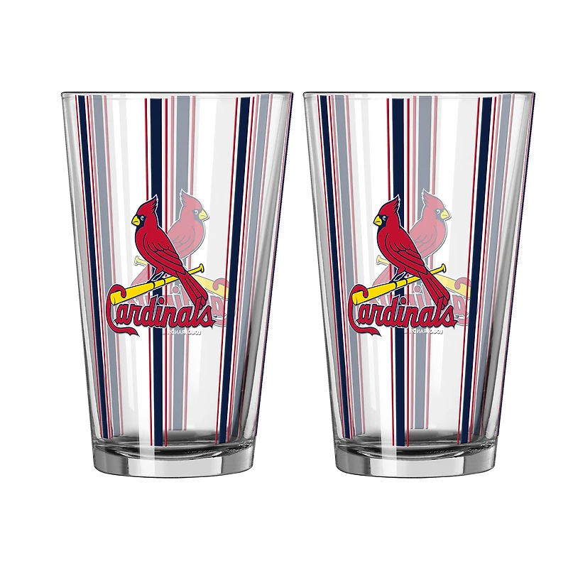 Logo Brands St. Louis Cardinals Two-Piece 16oz. Striped Pint Glass Set