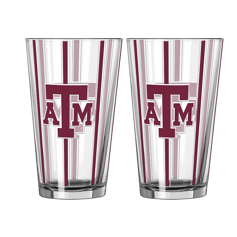 Logo Brands Texas A&M Aggies Two-Piece 16oz. Striped Pint Glass Set