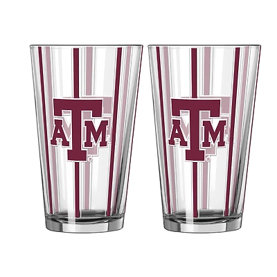 Logo Brands Texas A&M Aggies Two-Piece 16oz. Striped Pint Glass Set