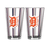 Logo Brands Detroit Tigers Two-Piece 16oz. Striped Pint Glass Set