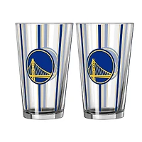Logo Brands Golden State Warriors Two-Piece 16oz. Striped Pint Glass Set