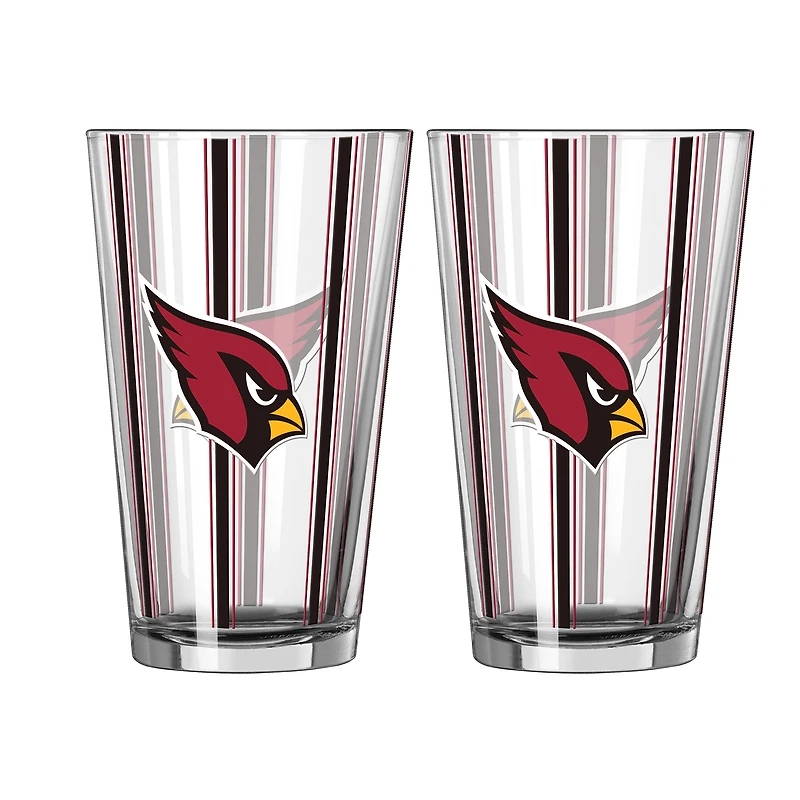 Logo Brands Arizona Cardinals Two-Piece 16oz. Striped Pint Glass Set