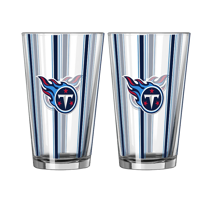 Logo Brands Tennessee Titans Two-Piece 16oz. Striped Pint Glass Set