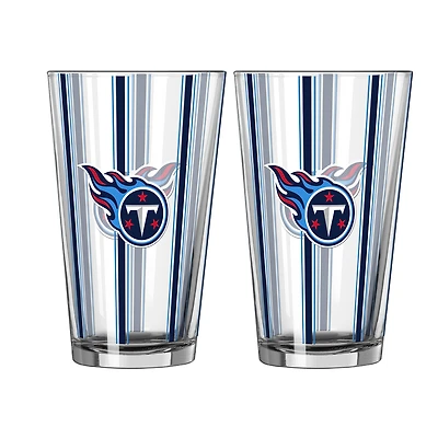 Logo Brands Tennessee Titans Two-Piece 16oz. Striped Pint Glass Set