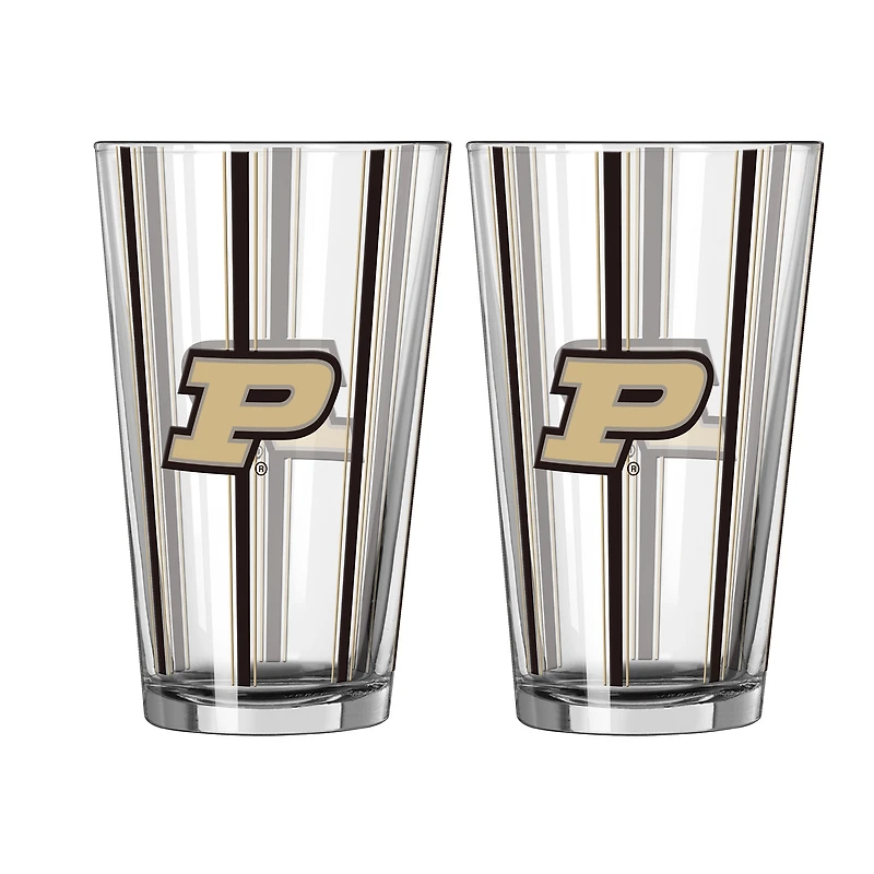 Logo Brands Purdue Boilermakers Two-Piece 16oz. Striped Pint Glass Set