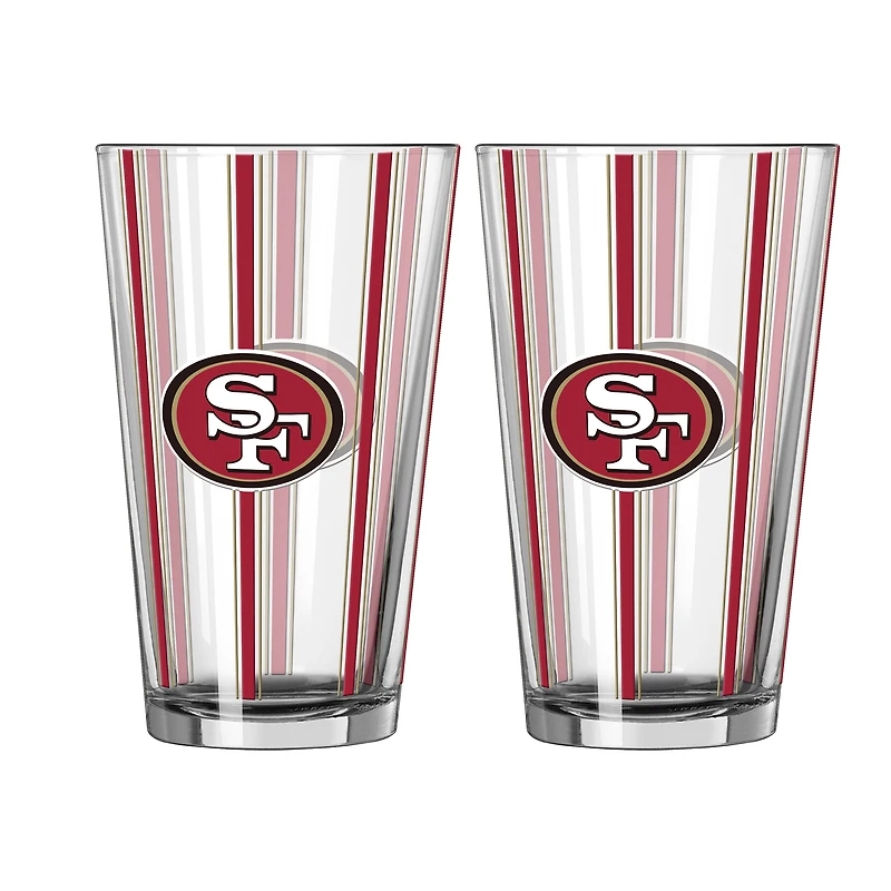 Logo Brands San Francisco 49ers Two-Piece 16oz. Striped Pint Glass Set