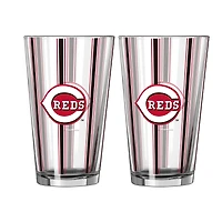 Logo Brands Cincinnati Reds Two-Piece 16oz. Striped Pint Glass Set