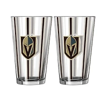 Logo Brands Vegas Golden Knights Two-Piece 16oz. Striped Pint Glass Set