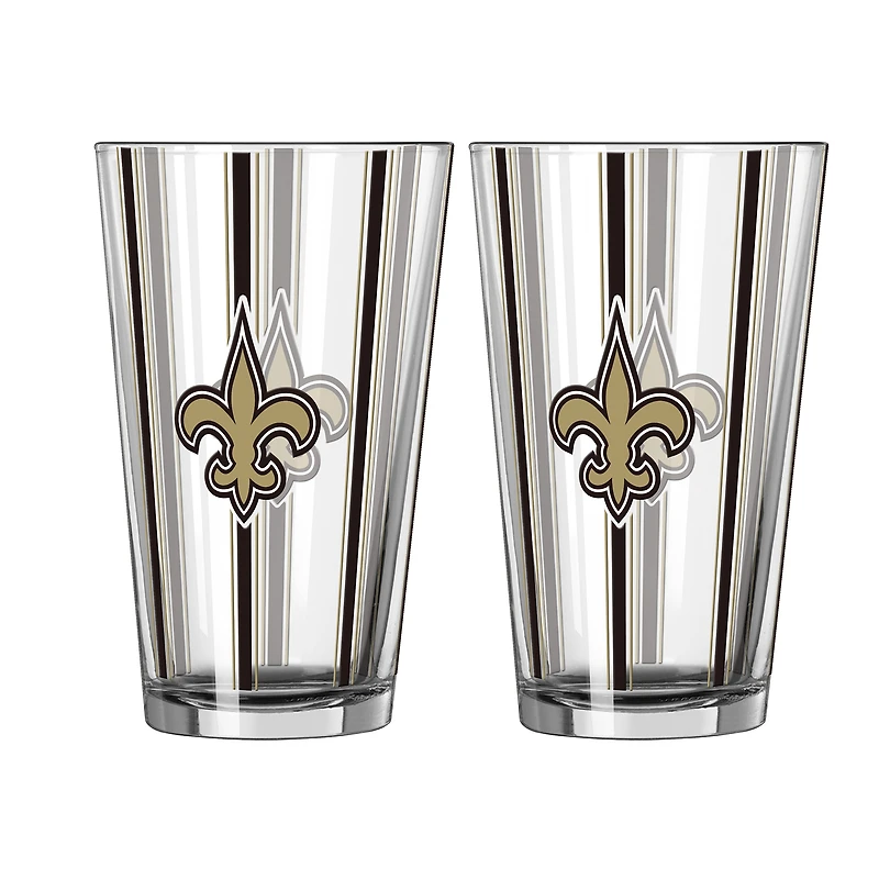 Logo Brands New Orleans Saints Two-Piece 16oz. Striped Pint Glass Set