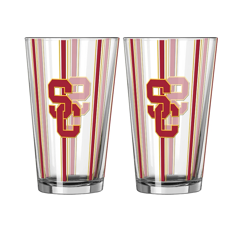 Logo Brands USC Trojans Two-Piece 16oz. Striped Pint Glass Set