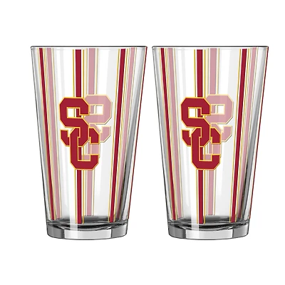 Logo Brands USC Trojans Two-Piece 16oz. Striped Pint Glass Set