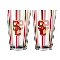 Logo Brands USC Trojans Two-Piece 16oz. Striped Pint Glass Set