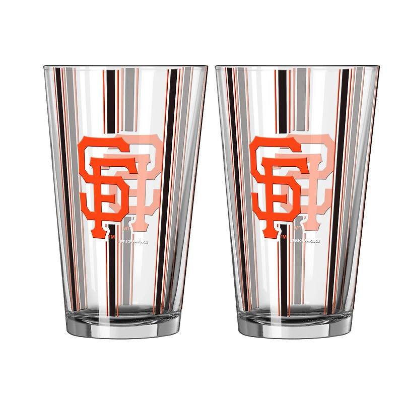 Logo Brands San Francisco Giants Two-Piece 16oz. Striped Pint Glass Set