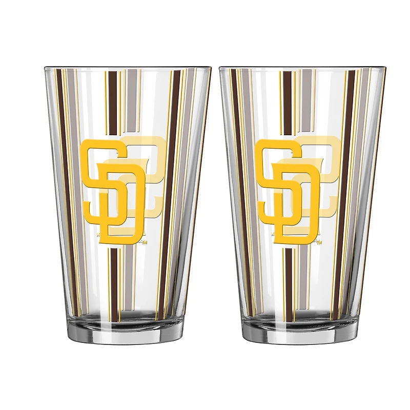 Logo Brands San Diego Padres Two-Piece 16oz. Striped Pint Glass Set