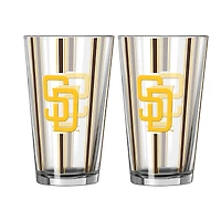 Logo Brands San Diego Padres Two-Piece 16oz. Striped Pint Glass Set